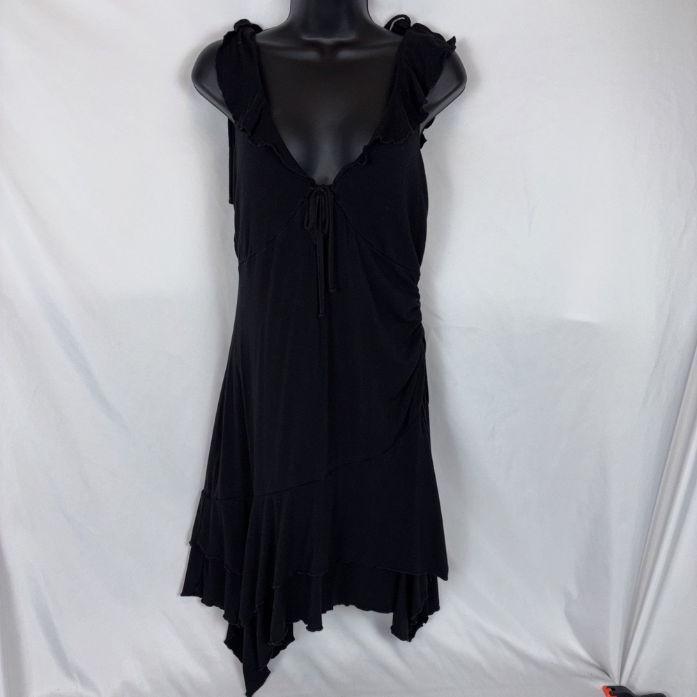 Wild Fable Ruffle Strap Sleeveless Black Ruffled Side Cinched Mini Dress Size S